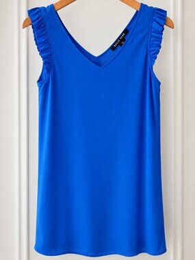 Belle Vere Royal Blue Ruffle Sleeve Dress – Size 2 (XS/S)